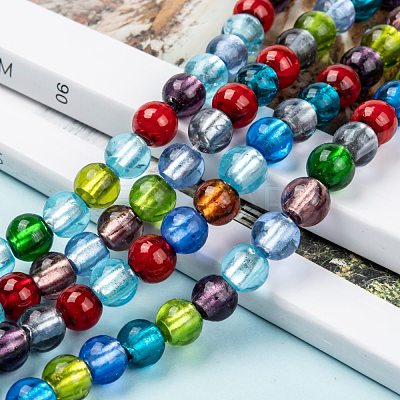 Handmade Silver Foil Glass Beads Strands SL02-1