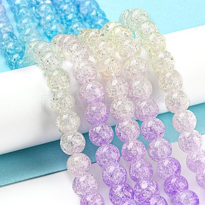Spray Painted Crackle Glass Beads Strands DGLA-C002-8mm-07-1