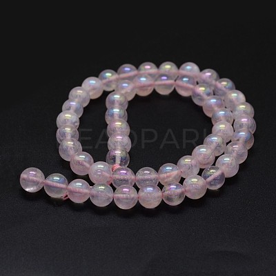 Electroplated Natural Rose Quartz Beads Strands G-K285-06-8mm-1