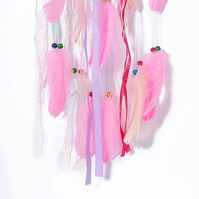 Handmade Unicorn Woven Net/Web with Feather Wall Hanging Decoration LS-HJEW-A001-01A-1