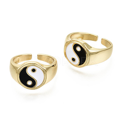 Brass Enamel Cuff Rings RJEW-S044-136-NF-1