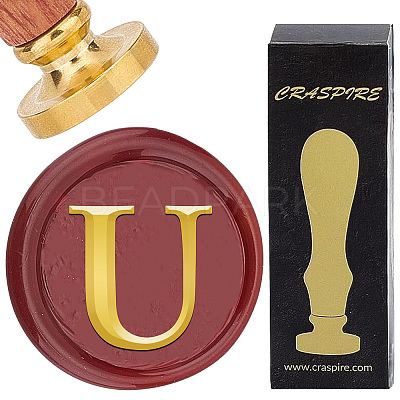 Brass Wax Seal Stamp with Wood Handle AJEW-WH0412-0316-1