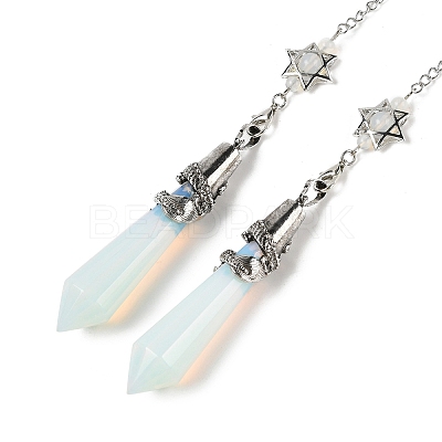 Opalite Cone Dowsing Pendulum Big Pointed Pendants AJEW-Z041-01A-AS-1