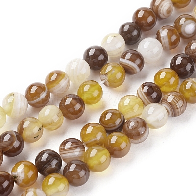 Natural Striped Agate/Banded Agate Beads Strands G-G582-8mm-51-1