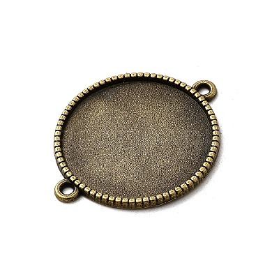 Tibetan Style Alloy Flat Round Cabochon Connector Settings TIBE-Q038-001G-AB-NR-1