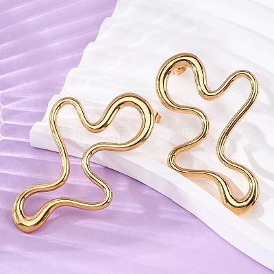304 Stainless Steel Nuggets Stud Earrings for Women EJEW-A131-03G-1