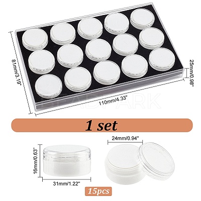15Pcs Round Acrylic Loose Diamond Storage Box Sets VBOX-WH0005-07-1