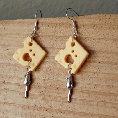 Cheese Alloy & Resin Dangle Earrings FS-WG078A6-01-1