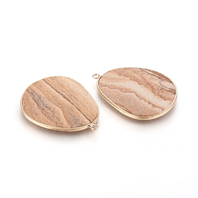 Natural Picture Jasper Pendants G-E526-09J-1