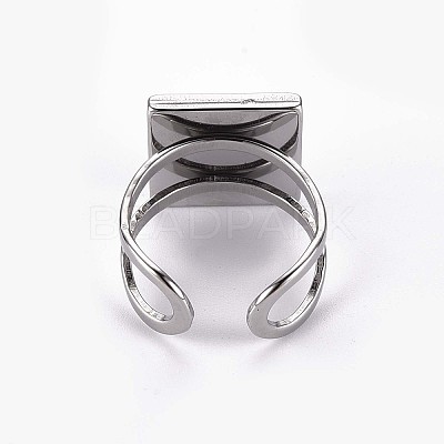 Tarnish Resistant 201 Stainless Steel Cuff Pad Ring Settings STAS-S080-041B-P-1