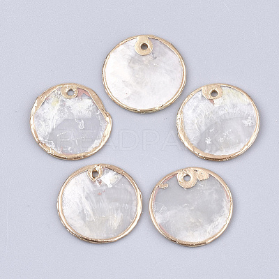 Electroplate Capiz Shell Pendants X-SHEL-T012-07B-1