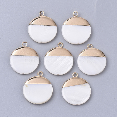 Electroplate Freshwater Shell Pendants SHEL-S276-61B-1