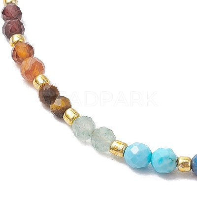 Chakra Theme Adjustable Natural Mixed Gemstone Braided Bead Bracelets for Women BJEW-JB11618-04-1