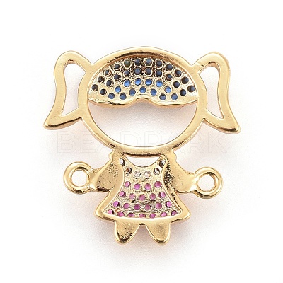 Brass Micro Pave Cubic Zirconia Links ZIRC-F093-49-1