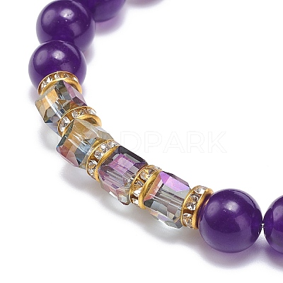 4Pcs 4 Style Natural Mixed Gemstone & Glass Cube Beaded Stretch Bracelets Set for Women BJEW-JB08855-1