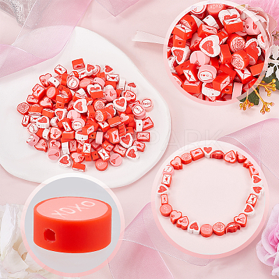 Valentine's Day Theme 300Pcs Handmade Polymer Clay Beads CLAY-SP0001-01C-1