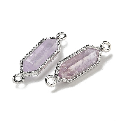 Natural Amethyst Faceted Double Terminal Pointed Hexagon Connector Charms G-G181-04P-02-1