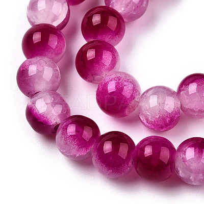 Crackle Baking Paint Imitation Jade Glass Beads Strands DGLA-T003-8mm-12-1