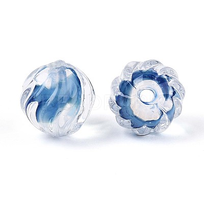 Textured Inner Flower Handmade Lampwork Beads LAMP-T024-07B-1