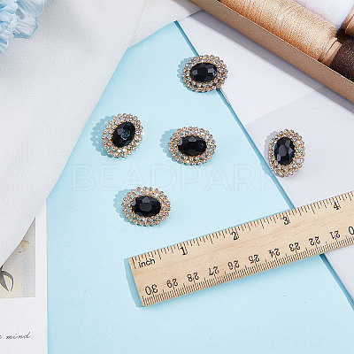 4Pcs 1-Hole Alloy Glass Shank Buttons FIND-DR0001-99A-1