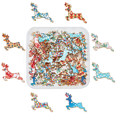 48Pcs 8 Colors Alloy Enamel Pendants ENAM-FH0001-16-NR-1