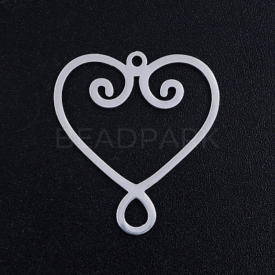 Tarnish Resistant 201 Stainless Steel Filigree Pendants STAS-S105-JN389-1-1