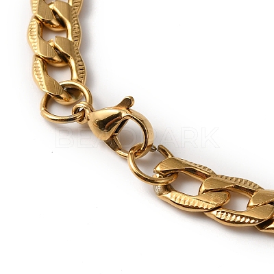 201 Stainless Steel Curb Chain Necklace & Rectangle Link Bracelet SJEW-F220-02B-1