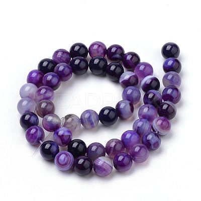 Natural Striped Agate/Banded Agate Beads Strands G-S259-04F-10mm-1