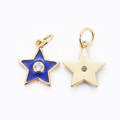 Brass Micro Pave Cubic Zirconia Charms KK-G360-09-1