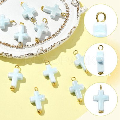 10Pcs Handmade Porcelain Pendants PALLOY-FS00079-1