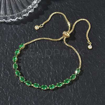 Adjustable Square Brass Micro Pave Cubic Zirconia Link Bracelets KK-D112-01B-G-1