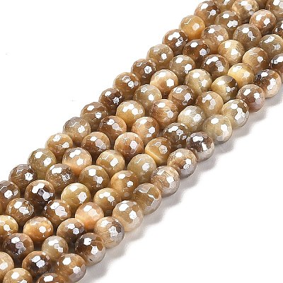 Electroplated Natural Tiger Eye Round Beads Strands G-L598-A04-01-1
