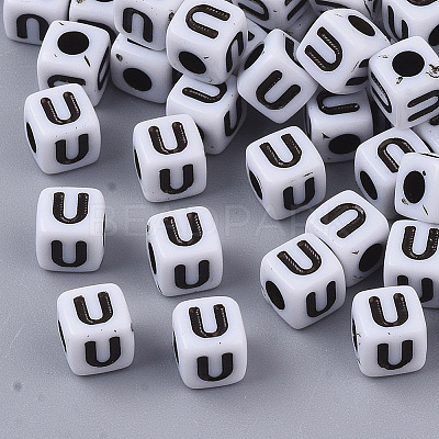 White Opaque Acrylic Beads X-MACR-R869-02U-1