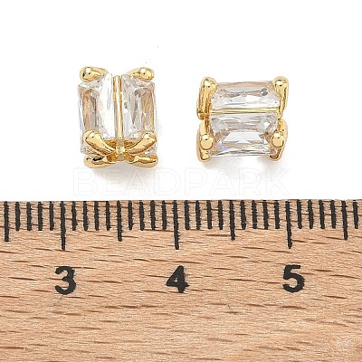 Brass Micro Pave Clear Cubic Zirconia Beads KK-D229-19G-1