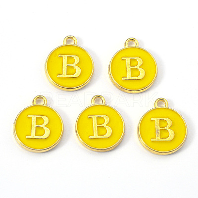 Golden Plated Alloy Enamel Charms ENAM-S118-09B-1