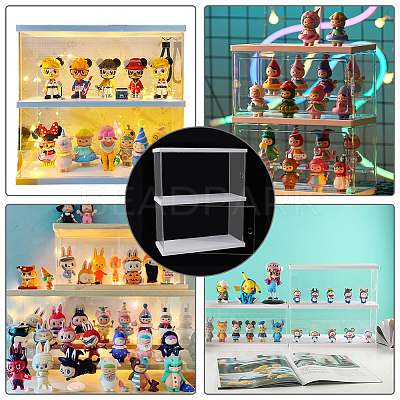 2-Tier Transparent Acrylic Minifigures Display Case ODIS-WH0043-23B-1