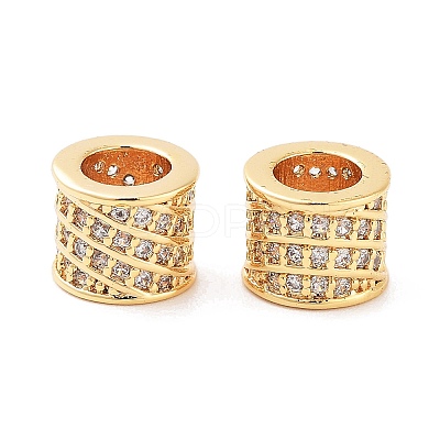 Column Brass Micro Pave Clear Cubic Zirconia Beads KK-S394-05C-1