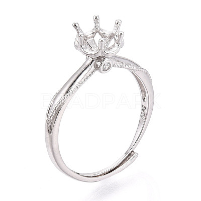 Rhodium Plated 925 Sterling Silver Micro Pave Cubic Zirconia Engagement Solitaire Ring Settings STER-T008-19P-1
