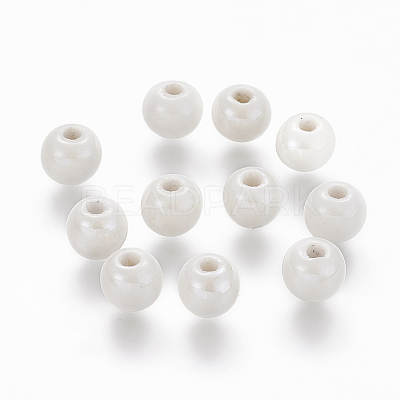 Glazed Porcelain Round Beads X-PORC-S489-6mm-01-1