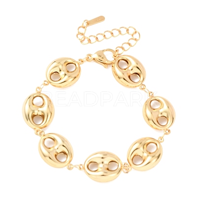 304 Stainless Steel Coffee Bean Link Chain Bracelets BJEW-D359-14B-G-1