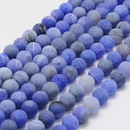Frosted Natural Weathered Agate Beads Strands G-F367-8mm-01-1