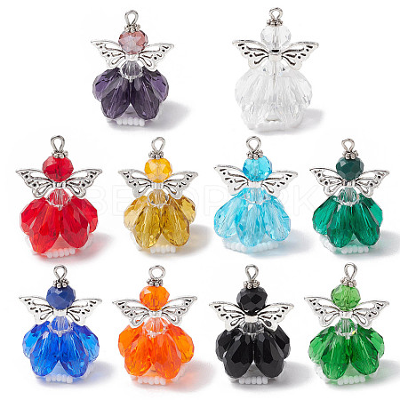 Faceted Glass Pendants PALLOY-MZ00583-1