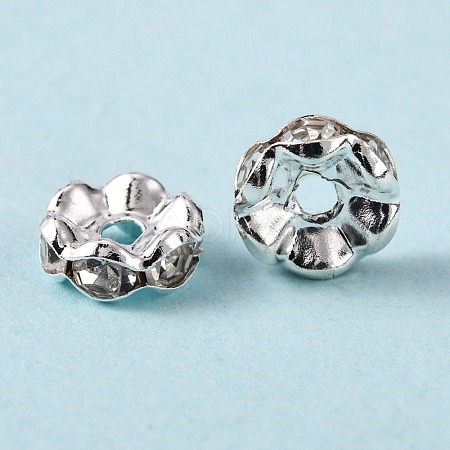 Brass Rhinestone Spacer Beads X-RB-A006-8MM-S-1