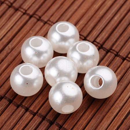 Large Hole Round Imitation Pearl Acrylic Beads OACR-L004-4541-1