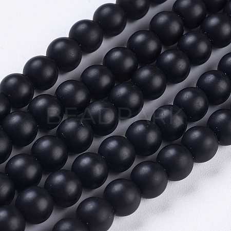 Synthetic Black Stone Beads Strands G-YW0001-19-1