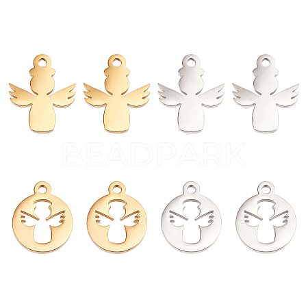 8Pcs 2 Style Ion Plating(IP) 304 Stainless Steel Charms STAS-UN0032-33-1
