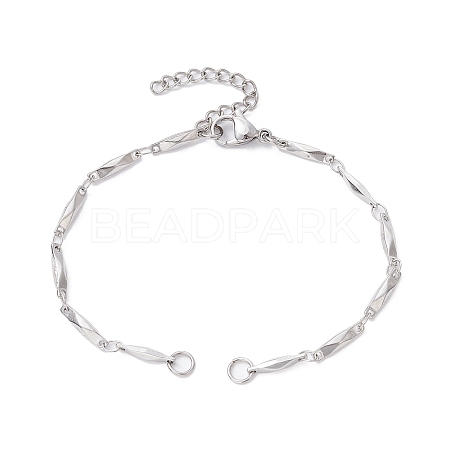 Tarnish Resistant 304 Stainless Steel Faceted Bar Link Chain Bracelet Makings AJEW-JB01184-02-1