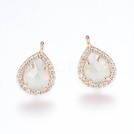 Brass Micro Pave Cubic Zirconia Stud Earring Findings ZIRC-G116-28-D01-1