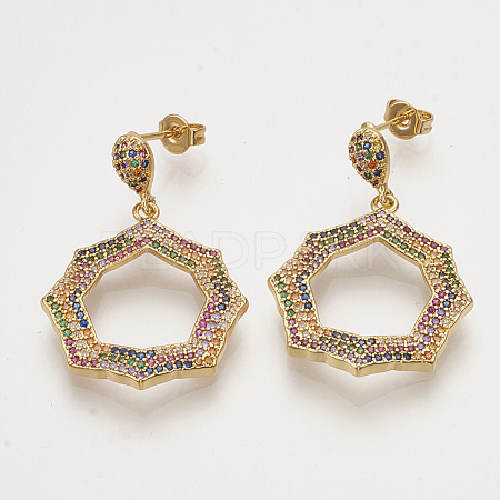Brass Cubic Zirconia Stud Earrings EJEW-S201-135-1