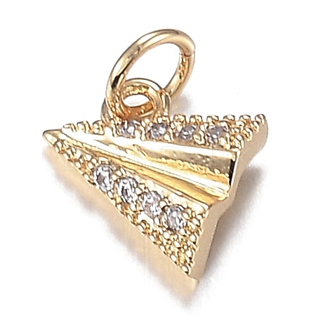 Brass Micro Clear Cubic Zirconia Charms ZIRC-F120-048G-1